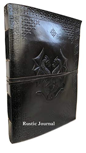 Handmade Vintage Leather Double Dragon Bound Journal Notebook Diary Sketchbook Travel Office Thought Blank Book Best Gift for Men & Women (Black, 107)