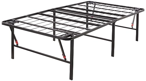 Amazon Basics Foldable Metal Platform Bed Frame with Tool Free Setup, 18 Inches High, Sturdy Steel Frame, No Box Spring Needed, Twin, Black