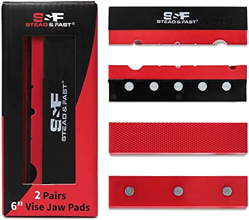 S&F STEAD & FAST Vise Jaws Covers Protectors, Soft Jaws for Bench Vise 6', 2 pairs, Strongly Magnetic Vise Jaw Pads for Clamping Woodworking Metal Plastic…