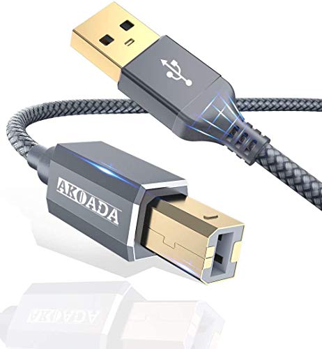 AkoaDa USB 2.0 Printer Cable 15ft, USB Type A Male to B Male Printer Scanner Cord High Speed Compatible with HP, Canon, Dell, Epson, Lexmark, Xerox, Samung and More
