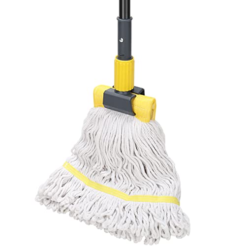 KeFanta Commercial Mop Heavy Duty Industrial Mop with Long Handle,60' Looped-End String Wet Cotton Mops for Floor Cleaning,Home,Kitchen,Office,Garage and Concrete/Tile Floor