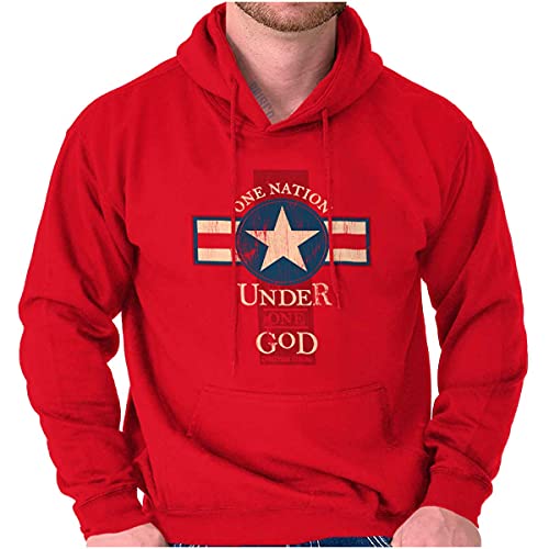 Christian Strong One Nation Under God Religious Hoodie Sweatshirt Women Men Red