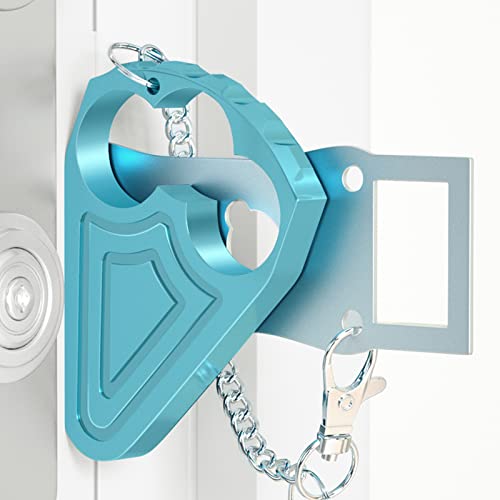 Portable Door Lock, Hotel Door Locks for Travelers Metal, Prevent Unauthorized Entry, Apartment Essentials, Home Security, Traveling Essentials, Blue