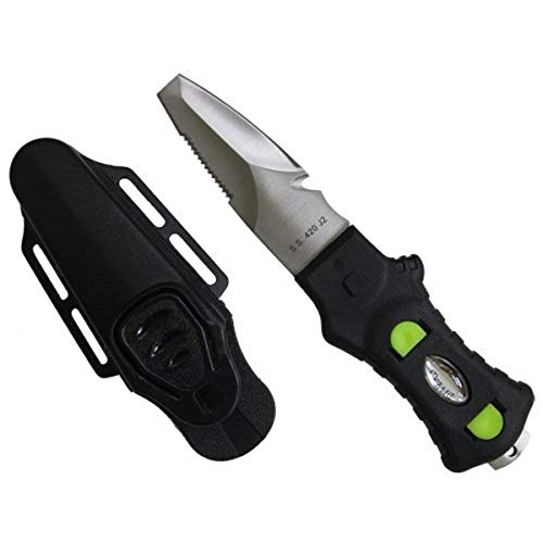 Scuba Choice Scuba Diving Compact Black Stainless Steel Blunt Tip BCD Knife, Silver, Black