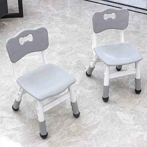WHY TOYS Adjustable Kid Chairs Indoor 3 Level Adjustable Suitable for Children Age 2-6. Maximum Load-Bearing 220LBS Suitable for Family Classroom and Nursery Child Seat Set (2-Pack-Grey)