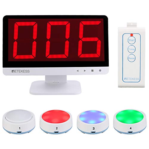 Retekess TM101 Wireless Game Show Buzzer System,Add Up to 32 Buttons,262ft, Jeopardy Quiz Bowl Answer Buzzer for Classroom,Family Feud Adult Trivia Game Night，Back to School