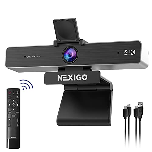 Zoom Certified, NexiGo N950P (Gen 2) 4K Zoomable Webcam, RF Remote, Sony_Starvis Sensor, 5X Digital Zoom, Pro Web Camera with Dual Stereo Mics, for Zoom Skype Teams Twitch