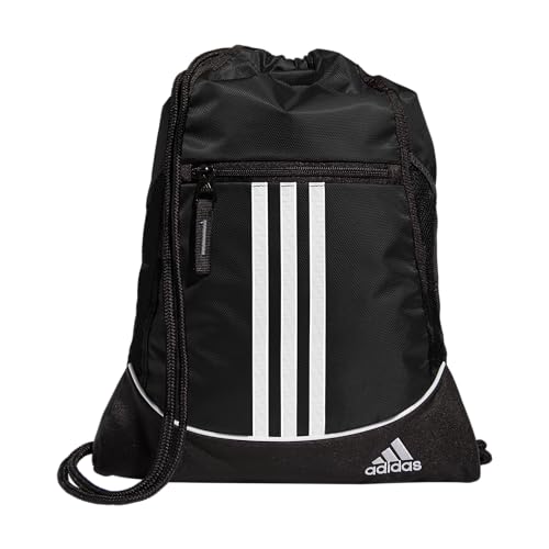 adidas Alliance Sackpack Drawstring Backpack Gym Bag, Black, One Size