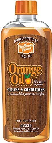 Holloway House Orange Oil Cleaner 16oz w/ Sun-Guard for Fine Wood, Cleans & Conditions, Removes Soap Scum from Shower Doors, Stainless, Tile & Sinks, Natural Oil that gives wood a Rich Glow