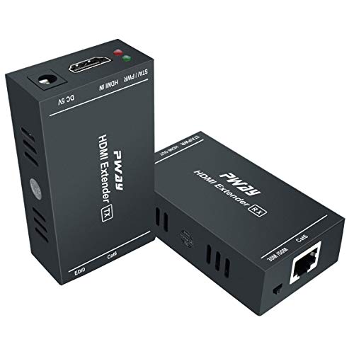 PWAY HDMI Extender 1080p@60Hz, 3D, Over Single Cat5e/Cat6/Cat 7 Cable Full HD Uncompressed Transmit Up to 164 Ft(50m), EDID and POC Function Supported (Transmitter and Receiver)