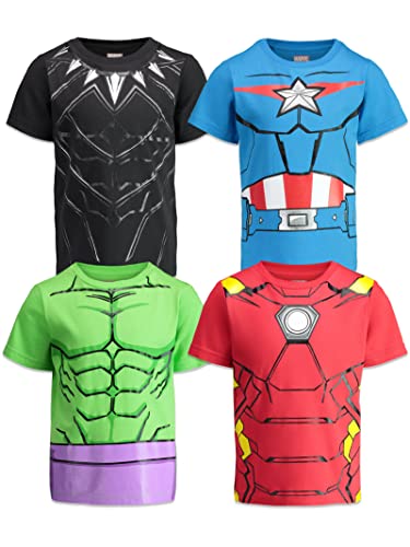 Marvel Avengers Iron Man Captain America Black Panther Little Boys 4 Pack Athletic T-Shirts 7