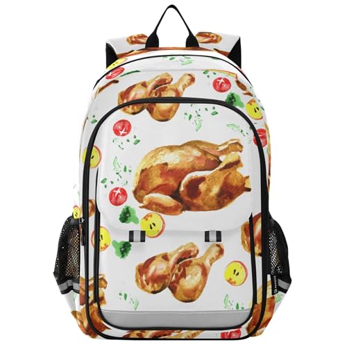 Fisyme Thankgiving Fried Chicken School Backpack Laptop Backpack Bags Bookbag Travel Casual Computer Notebooks Daypack