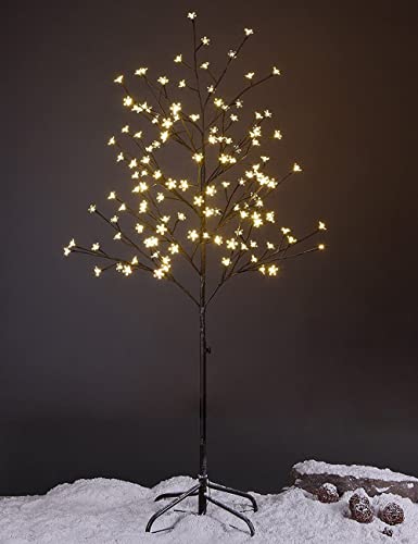 Lightshare Cherry Blossom Tree 5FT 128 LED Lighted Tree for Decoration Inside and Outside, Home Patio Wedding Festival Christmas Decor, Warm White