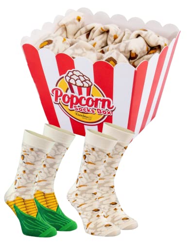 Rainbow Socks - Cotton Women Men Sock Popcorn Box - 2 Pair - Size 13.5-16