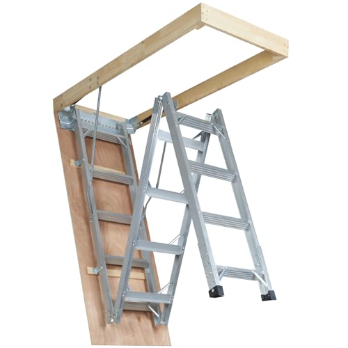 VEVOR Attic Ladder Foldable, 350-pound Capacity, 22.5' x 63', Multi-Purpose Aluminium Extension, Lightweight and Portable, Fits 9.5'-12' Ceiling Heights, Convenient Access to Your Attic Standard