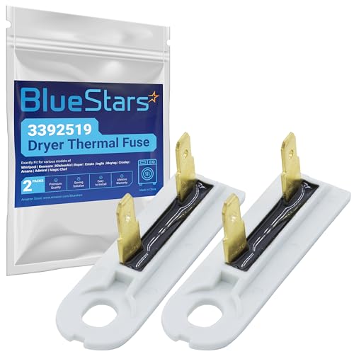 (2024 Update) 3392519 Dryer Thermal Fuse Part by BlueStars - Exact Fit for Whirlpool Kenmore - Replaces AP6008325 G4AP0500 3388651 694511 80005 WP3392519VP - Pack of 2