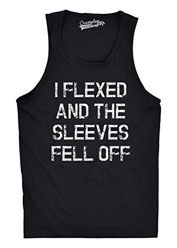 Crazy Dog Mens I Flexed and The Sleeves Fell Off Tank Top Funny Gym Workout Tee Hilarious Sleeveless Muscle Shirt for Guys at The Gym Black 3XL
