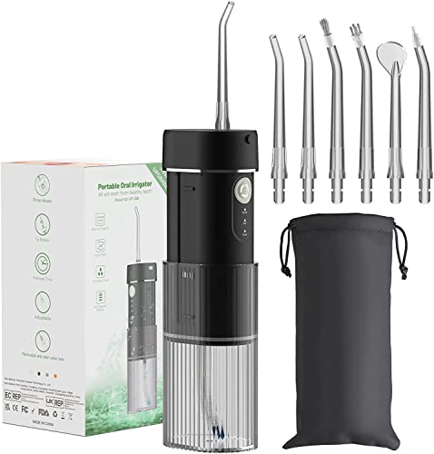 Water Flosser Cordless for Teeth, Portable Power Dental Flossers, Telescopic Water Tank, 3 Modes 6 Jets, Home & Travel Mini Oral Irrigator Cleaner Pick for Teeth, Braces Bridges Care