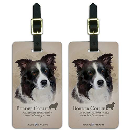 Border Collie Dog Breed Luggage ID Tags Suitcase Carry-On Cards - Set of 2