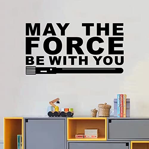 SEATUNE Wall Decals for Kids, May The Force Be with You Wall Decals, Star Wars Quotes Inspirational Girls Boys Teens Bedroom Living Room Decorations Sayings Words Vinyl Art Decor Home Stickers 21'X11'