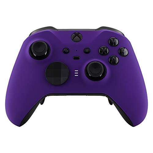 eXtremeRate Purple Soft Touch Grip Faceplate Cover, Front Housing Shell Case Replacement Kit for Xbox One Elite Series 2, Xbox Elite 2 Core Controller Model 1797 - Thumbstick Accent Rings Included