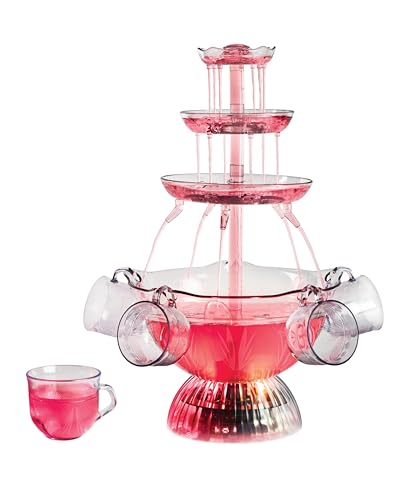Nostalgia 3-Tier Party Fountain Holds 1 Gallon, LED Lighted Base, Includes 5 Reusable Cups, Clear