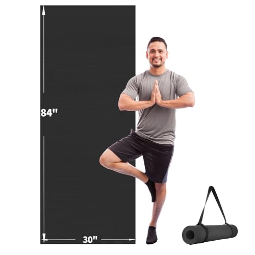 CAMBIVO Yoga Mat for Women and Men, Extra Long and Wide Exercise Mat(84' x 30' x 1/4 inch), Large Non Slip Workout Mat for Yoga, Pilates, Fitness, Barefoot Workouts, Home Gym Studio(Black)