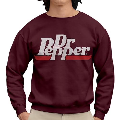 Isaac Morris Limited Dr. Pepper Logo Men’s and Women’s Long Sleeve Crewneck Sweatshirt (Large, Maroon)