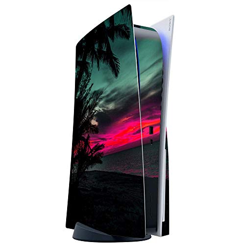 ITS A Skin Skins Compatible with Sony Playstation 5 Console Disc Edition - Protective Decal Overlay Stickers wrap Cover - Ocean Sunset Pink Sky
