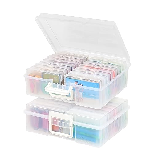 IRIS USA 4' x 6' Photo Storage Craft Keeper, 2 Pack, Main Container with 16 Organization Cases for Pictures, Crafts, Scrapbooking, Stationery Storage, Protection and Organization, Clear