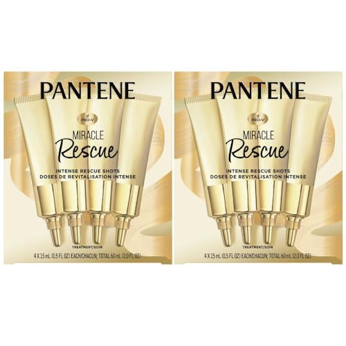 Pantene Hair Mask Miracle Rescue Shots, Intensive Repair Treatment for Damaged Hair, 4 count 0.5 oz Each, Twin Pack