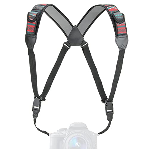USA GEAR DSLR Camera Strap Chest Harness with Quick Release Buckles, Southwest Neoprene Pattern and Accessory Pockets - Compatible with Canon, Nikon, Sony Point and Shoot and Mirrorless Cameras