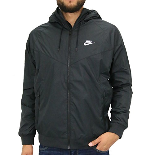 Nike Mens Windrunner Hooded Track Jacket Black/Black/White 727324-010 Size Medium