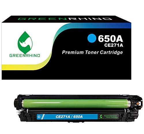 GREENRHINO Remanufactured Toner Cartridge Replacement for HP 650A CE271A CP5525 CP5525dn CP5525n CP5525xh M750dn M750n M750xh (Cyan, 1-Pack)