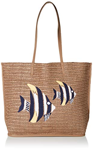 Vera Bradley Women's Straw Tote Bag, Warm Stone Straw, One Size