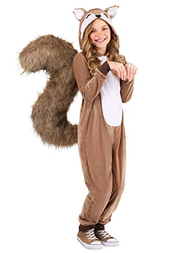 Kids Scampering Squirrel Costume Unisex, Cute Fuzzy Animal, Brown Critter Halloween Outfit Medium