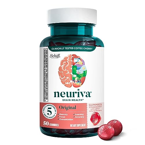 NEURIVA Brain Supplement for Memory & Focus with Phosphatidylserine & Neurofactor, Caffeine-Free Gummies