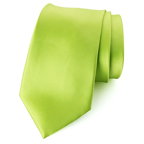Spring Notion Men's Solid Color Satin Microfiber Tie, Regular Lime