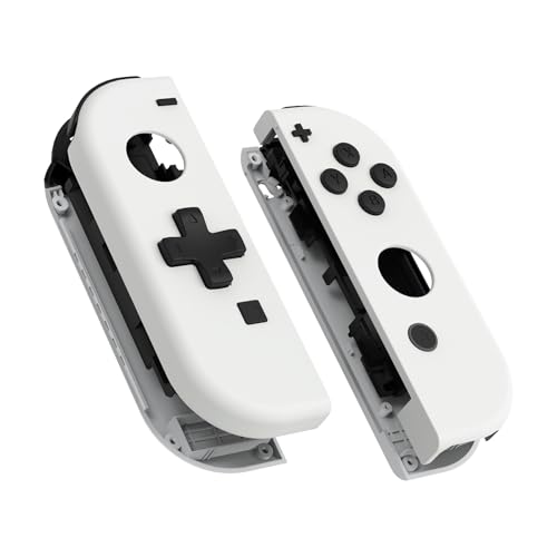 eXtremeRate White DIY Housing (D-Pad Version) with Full Set Buttons for Joycon Handheld Controller, Replacement Shell Case for Nintendo Switch & Switch OLED [Only The Shell, NOT The Joycon]