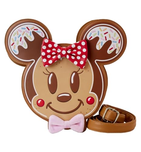 Loungefly x Disney Mickey and Minnie Gingerbread Cookie Figural Crossbody Bag -Disney Lover Disneybound Christmas Holiday