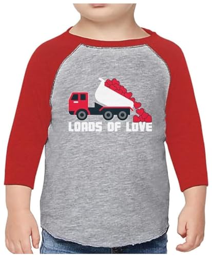Toddler Boys Valentines Day Shirt Loads of Love Kids Valentine Raglan Shirts 3T Red