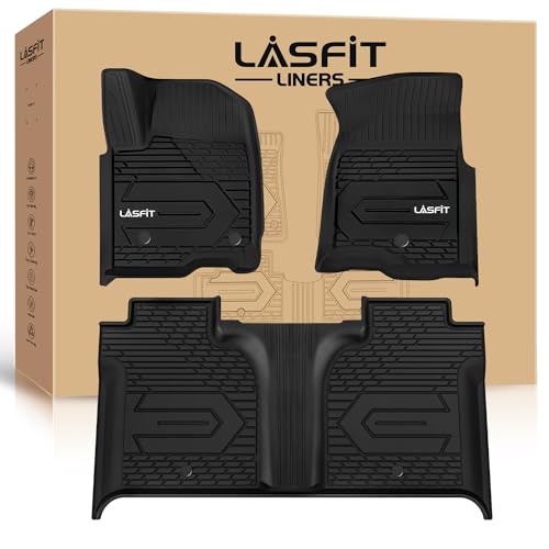 LASFIT Floor Mats Fit for Chevy Silverado/for GMC Sierra 1500 2019-2024 Crew Cab, for Chevrolet Silverado/Sierra 2500 HD/3500 HD 2020-2024 Crew Cab, Rear Row with Factory Carpeted Storage