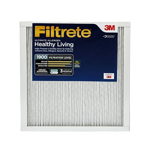 Filtrete 14x14x1 AC Furnace Air Filter, MERV 13, MPR 1900, Premium Allergen, Bacteria&Virus Filter, 3-Month Pleated 1-Inch Electrostatic Air Cleaning Filter, 2-Pack (Actual Size 13.781x13.813x0.84 in)