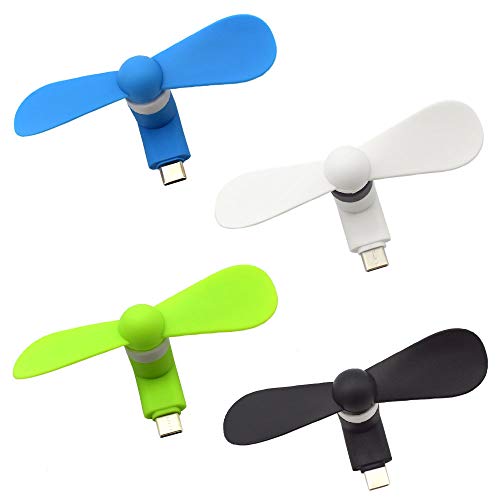 ULBTER Type USB C Mini Phone Fan for Samsung Galaxy S23+ S23 S22 S21 S20 S20+ S10 S9,Note 20 9 8,A54 A24 A23 A14 A12, for OnePlus 11 10 N20 N30 N100,for Google Pixel 7 pro 6 5 4 7A 6A [4 Pieces]