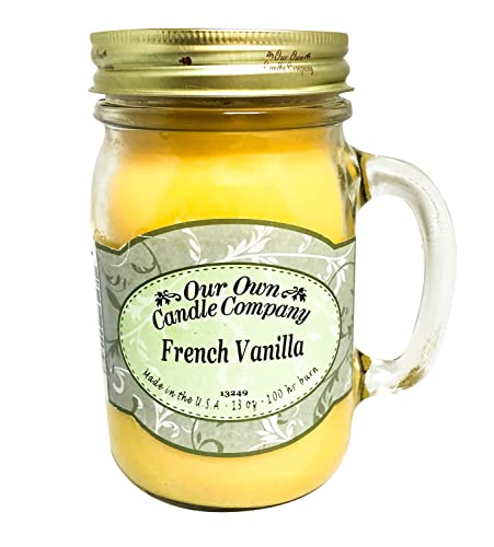 Our Own Candle Company French Vanilla Scented 13 Ounce Mason Jar Candle Company, 13 oz