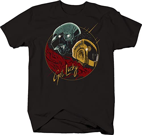 EVH Prints Daft Punk Get Lucky Science Fiction Inspired Black Shirt 2XL