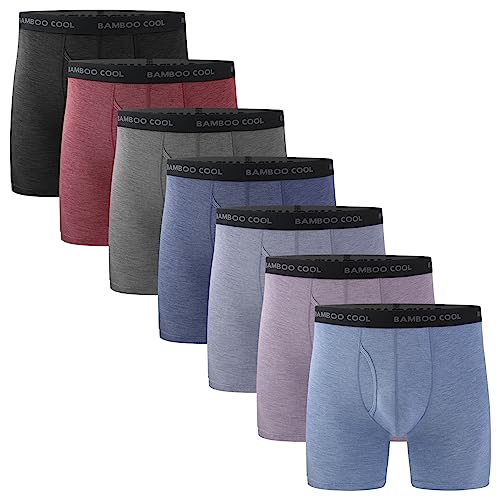 BAMBOO COOL Men’s Underwear Boxer Briefs Soft Comfortable Bamboo Viscose Underwear Boxer Briefs for Men (7-Pack)