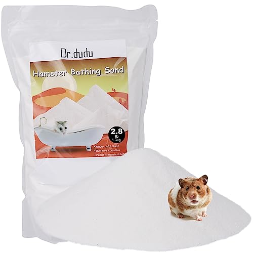 DR.DUDU Hamster Bath Sand, 2.8lb Dust Free Desert Sand or Potty Litter Sand for Hamster Chinchillas Gerbil Syrian Mice Small Animals (White)