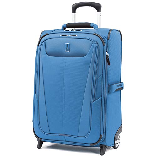 Travelpro Maxlite 5 Softside Expandable Upright 2 Wheel Carry on Luggage, Lightweight Suitcase, Men and Women, Azure Blue, Carry On 22-Inch
