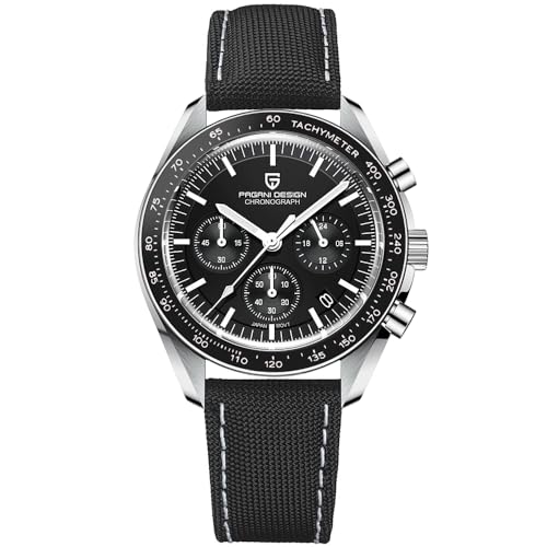 Pagani Design 1701 Moon Wristwatch Homage Men's Quartz Chronograph Watches Japan VK63 Movement Stianless Steel Bracelet 100M Waterproof Sport Watch…